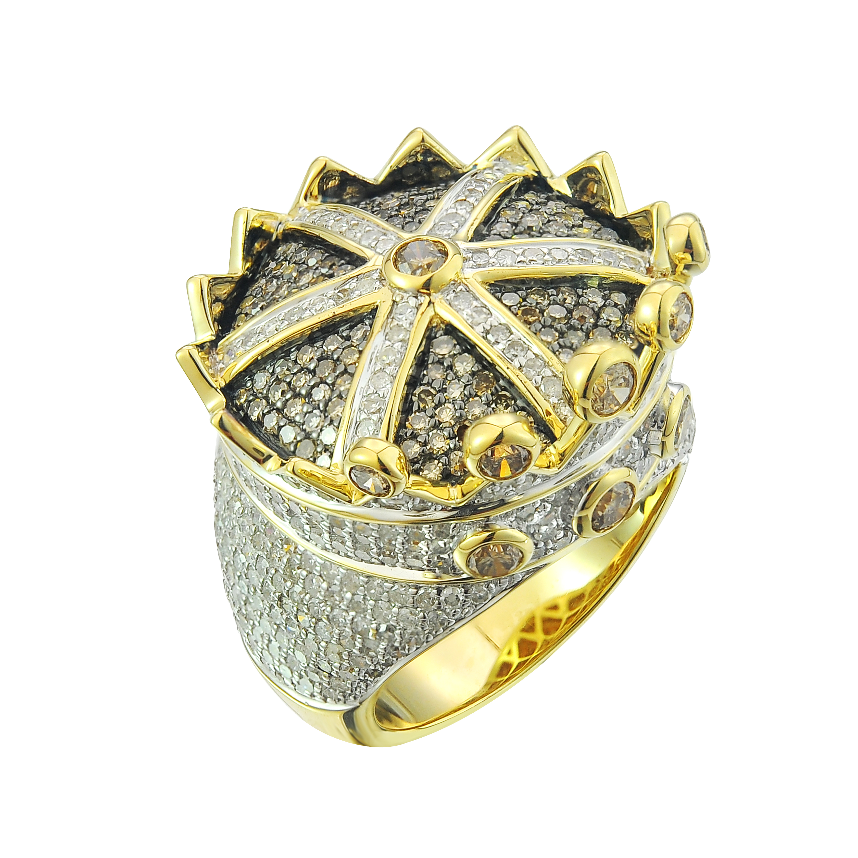Diamond King Thrown Ring 2.80 ct. 10K Yellow Gold 14.38g